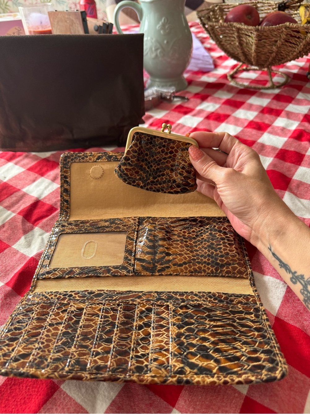 HOBO Brown and Black Snakeskin-Patterned Zip Wallet - Picture 8 of 8